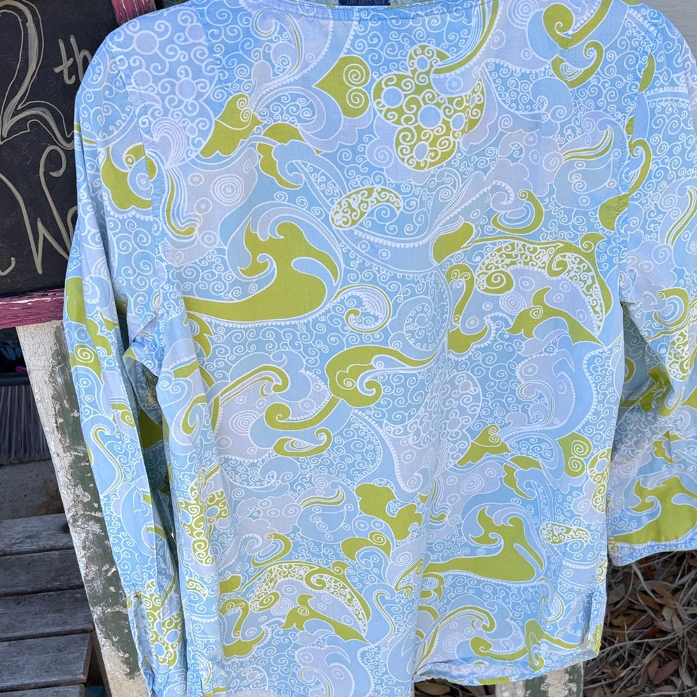 Pine Cone Hill Blue and Green Paisley Button Down Shirt - Picture 6 of 7